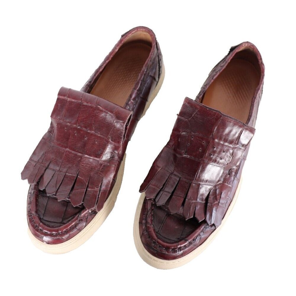 DRIES VAN NOTEN Womens US 10.5 Brown Croc-Embossed Leather Derby Brogues Sneaker